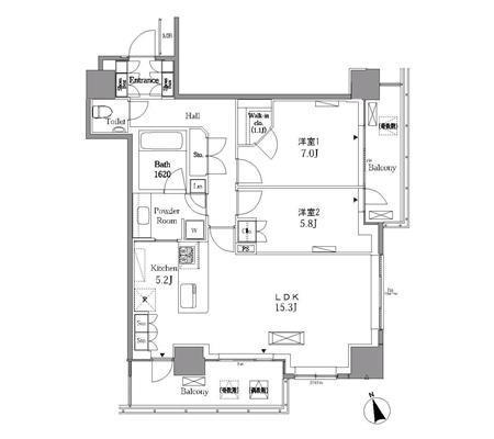 レジディアタワー目黒不動前 1909号室 間取り
