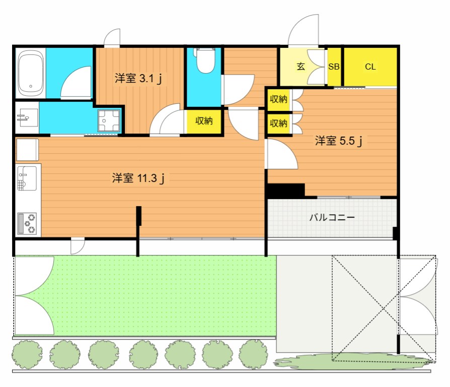 フレンシア玉川田園調布  102号室 間取り