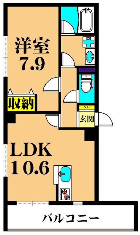 アミーゴ南馬込 107号室 間取り