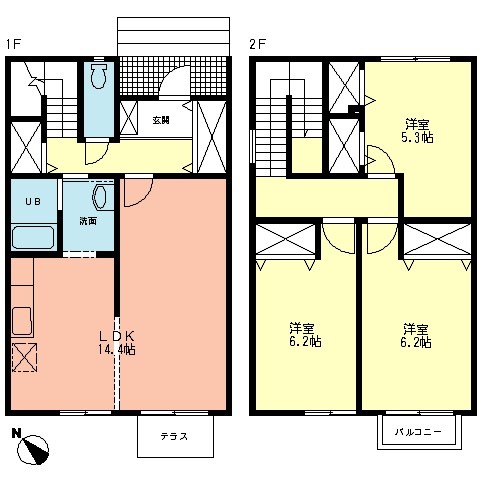 プランタンD 2号室 間取り