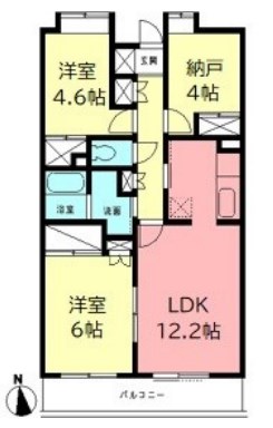 グランドゥール厚木 407号室 間取り