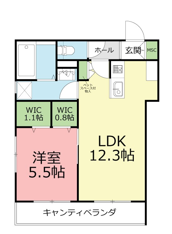 クレール中海岸 202号室 間取り