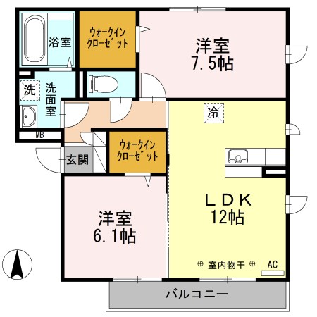 ビューテラス平井　Ｂ 302号室 間取り