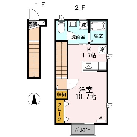 アークグレイス Ⅲ 201号室 間取り