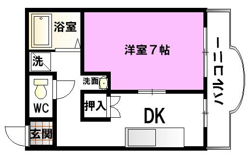 シャトー巽 206号室 間取り
