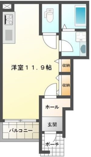 KULA 102号室 間取り