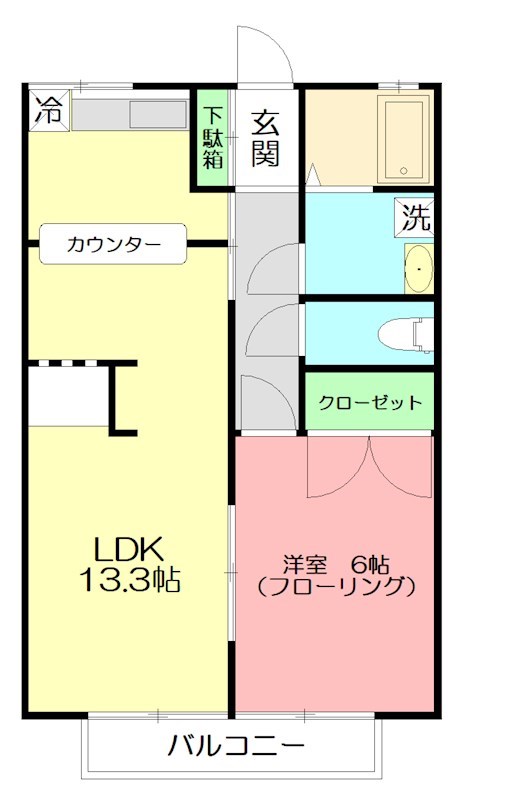 第３メゾンサンシャイン 206号室 間取り