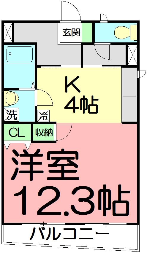 Kスクエア 104号室 間取り