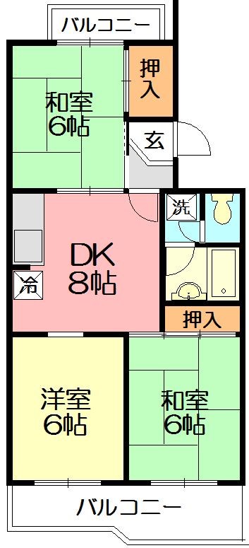 リリー本郷台10号棟  206号室 間取り