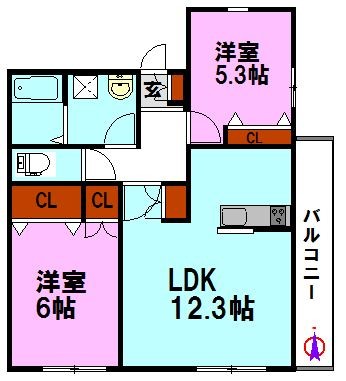 メゾンベールⅠ 201号室 間取り