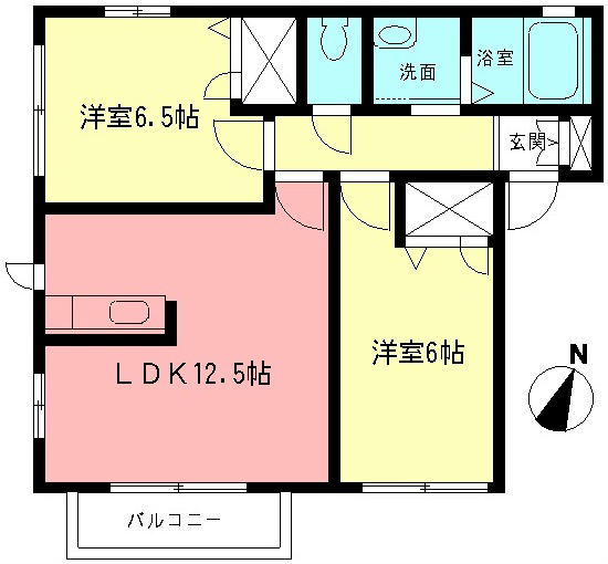 フジハイムB 201号室 間取り