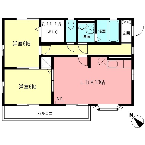 グランエトワールC 201号室 間取り
