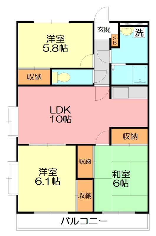 グランドール湘南 401号室 間取り