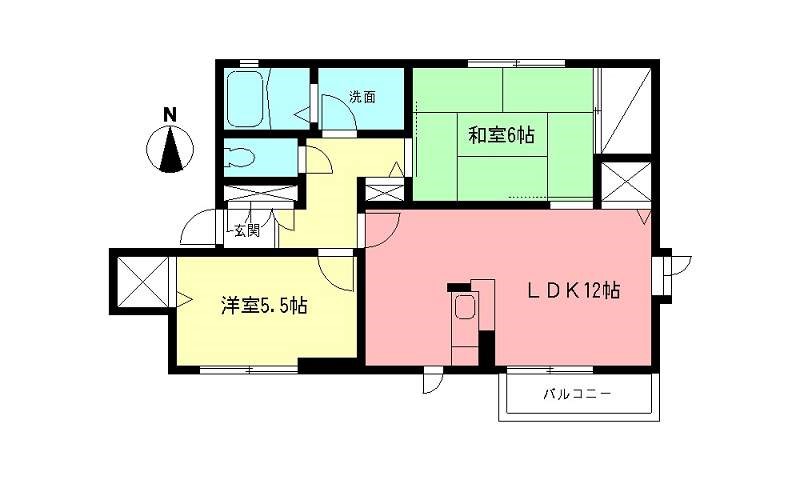 パークヒルズE 201号室 間取り