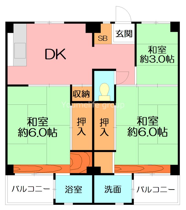 ビレッジハウス鎌倉1号棟 303号室 間取り