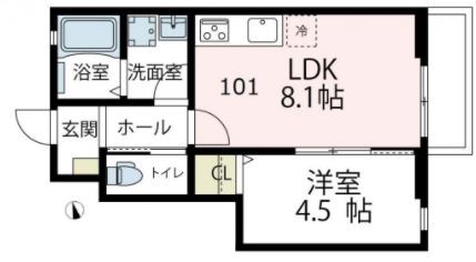 Ｔｅｔｏ－Ｌａｔｔｅ　Ⅱ 101号室 間取り