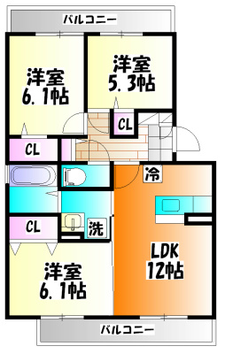 スカイハイム 102号室 間取り
