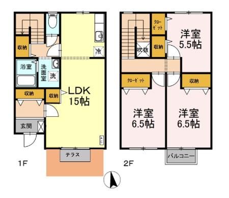 ウエストパレス C号室 間取り