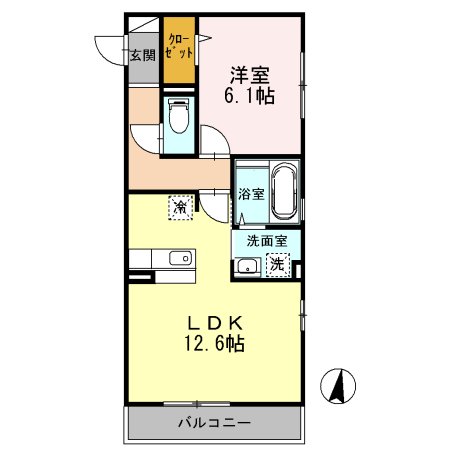 ジュネス中河原 301号室 間取り