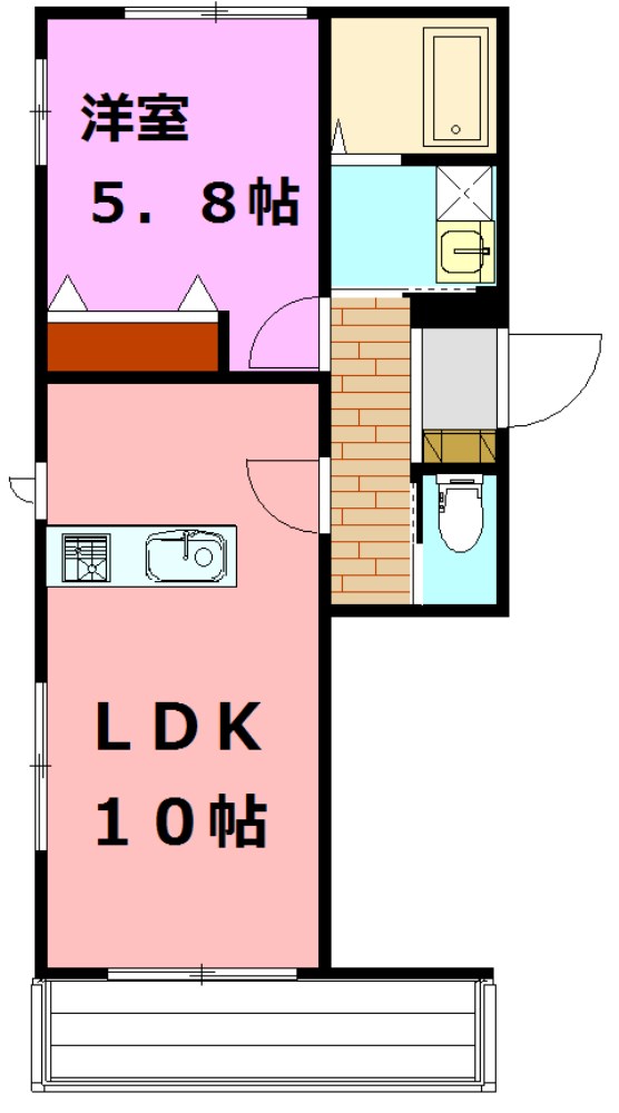 ドエル アサヒ 201号室 間取り
