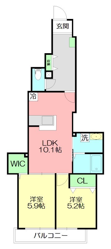 アンプリュム鵠沼海岸A棟 102号室 間取り