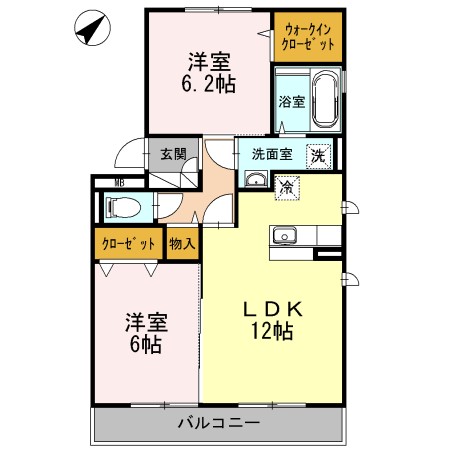 ヴァーシュ　コケット 201号室 間取り