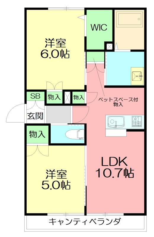 サニースマイル 202号室 間取り