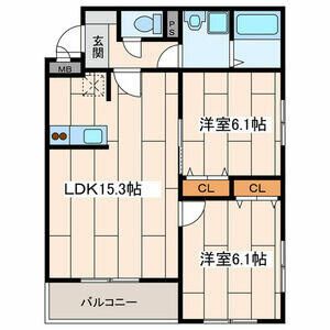 グランデール 304号室 間取り