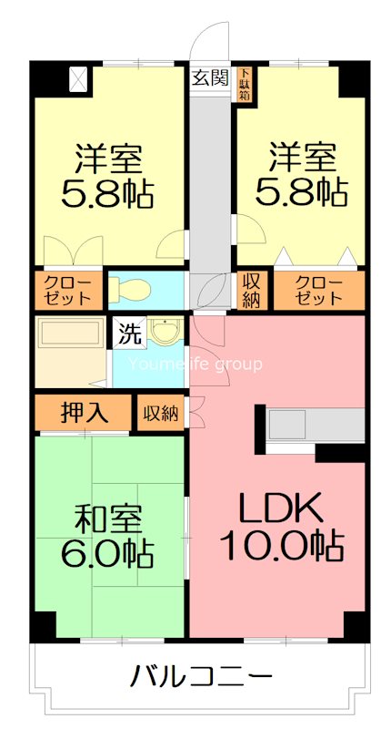 セジュール妻田 305号室 間取り