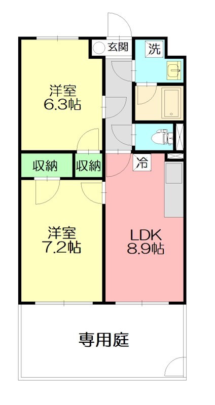 プラリーネ 102号室 間取り
