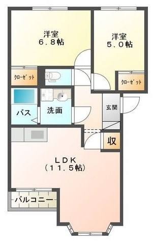 プランドール 201号室 間取り