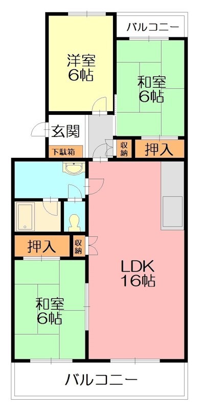 湘南高浜台ハイツ２号棟 102号室 間取り