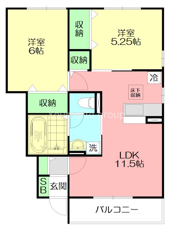 オークリーフ 102号室 間取り