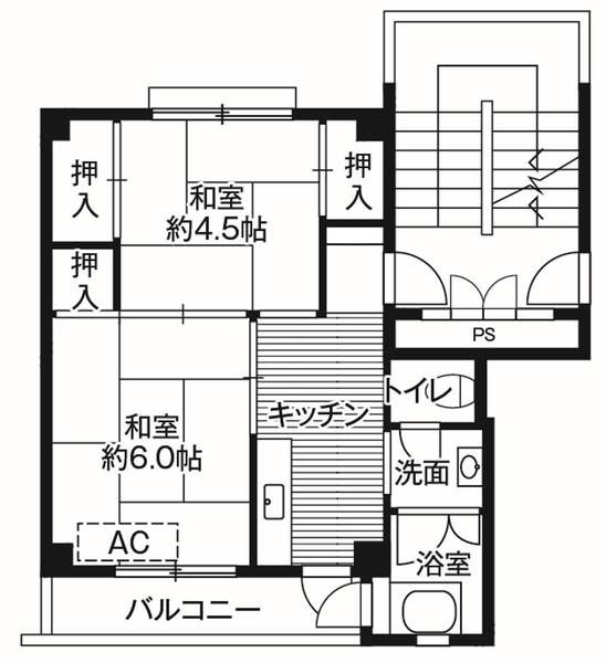ビレッジハウス戸川２号棟 205号室 間取り