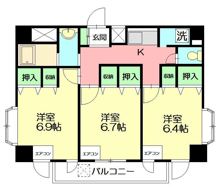 ウィンベルソロ平塚第6 301号室 間取り