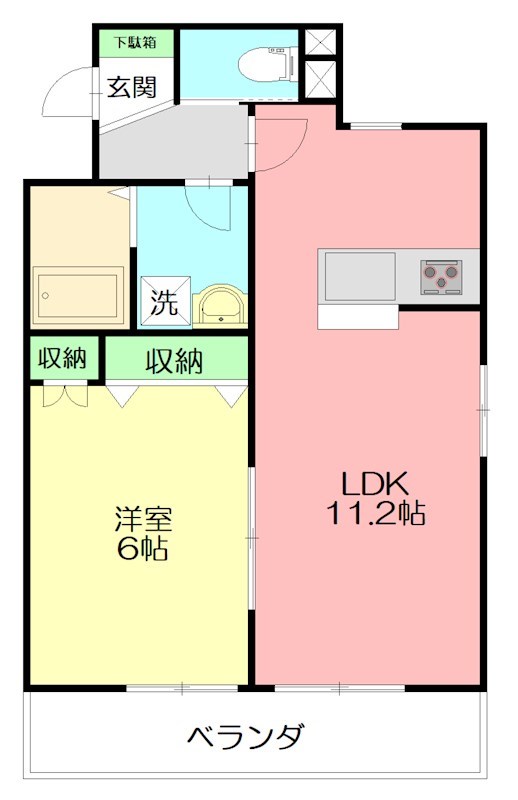 オーシャンテラス 205号室 間取り