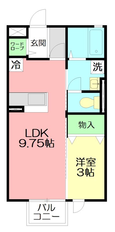 スリーエイト扇 205号室 間取り