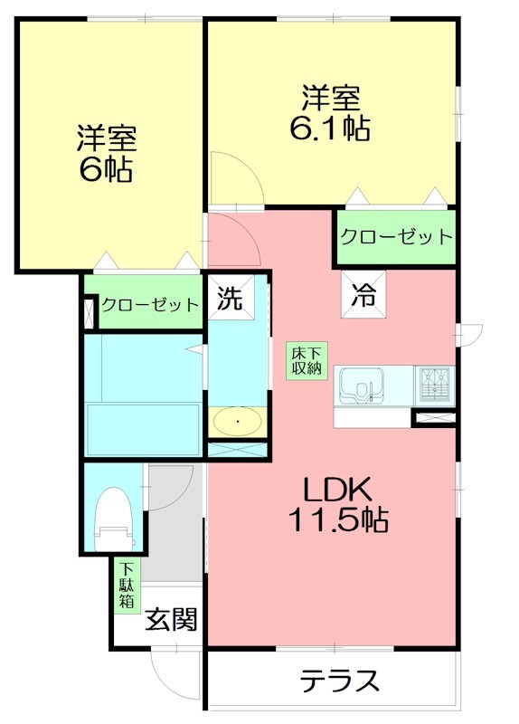 柿の木庵　弐番館 102号室 間取り