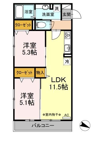 Calore湘南 303号室 間取り