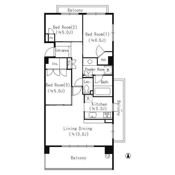 パークアクシス大船 611号室 間取り