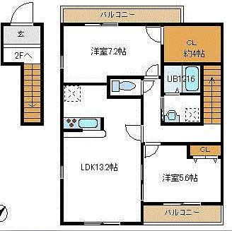 アンソレイユ 202号室 間取り