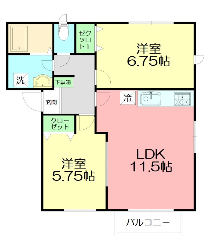 サニーサイドA 102号室 間取り