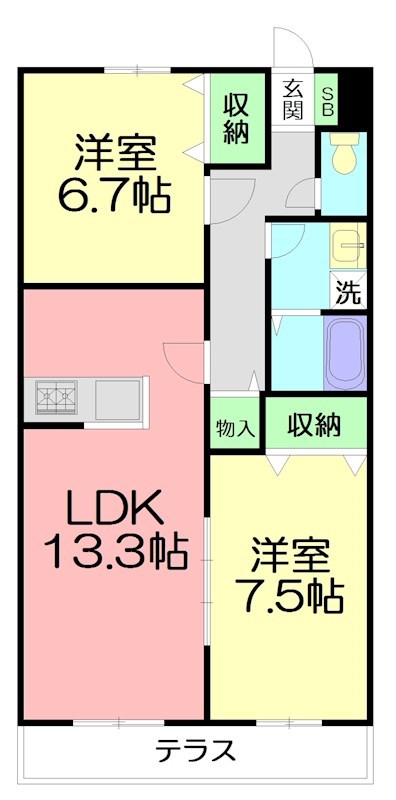 ペイサージュ 102号室 間取り