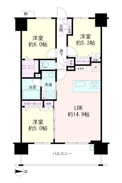 パレステージ本厚木 703号室 間取り