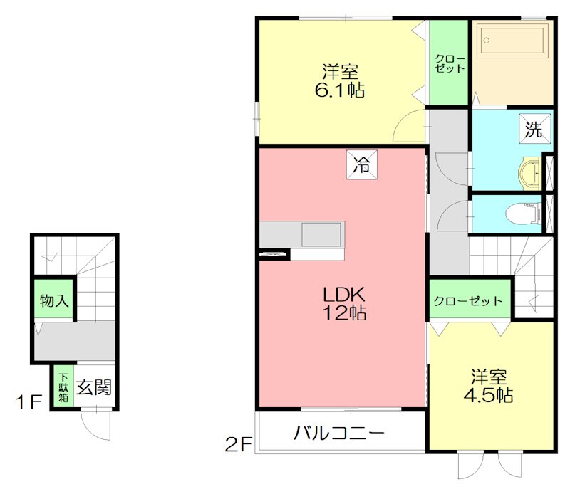 グリシーヌ 201号室 間取り