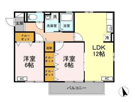 コゥジィーコートⅠ 201号室 間取り