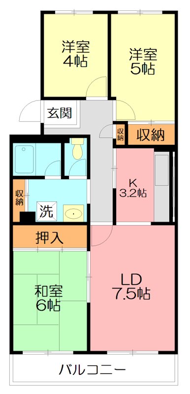 スカイハイツ 102号室 間取り