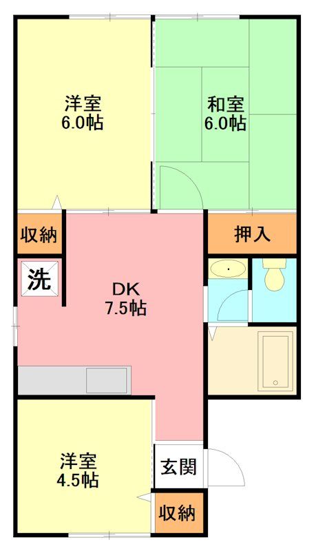 尾﨑ハイツ 201号室 間取り