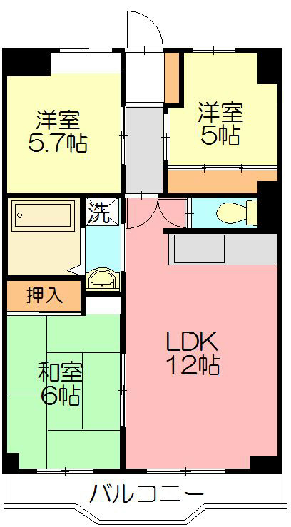 富士スカイハイツ 402号室 間取り