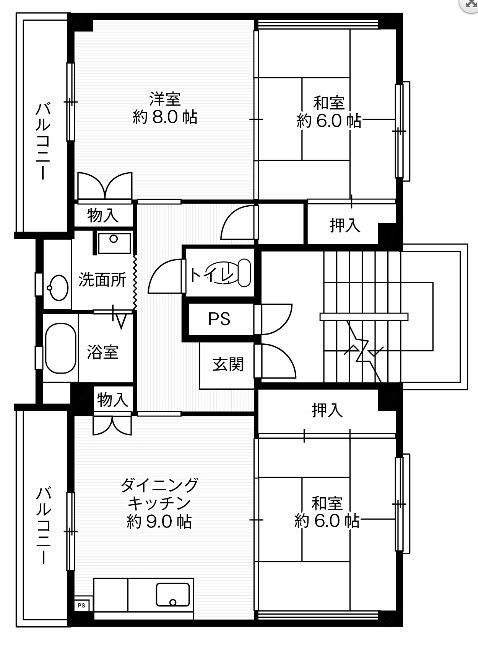ビレッジハウス下島2号棟 303号室 間取り